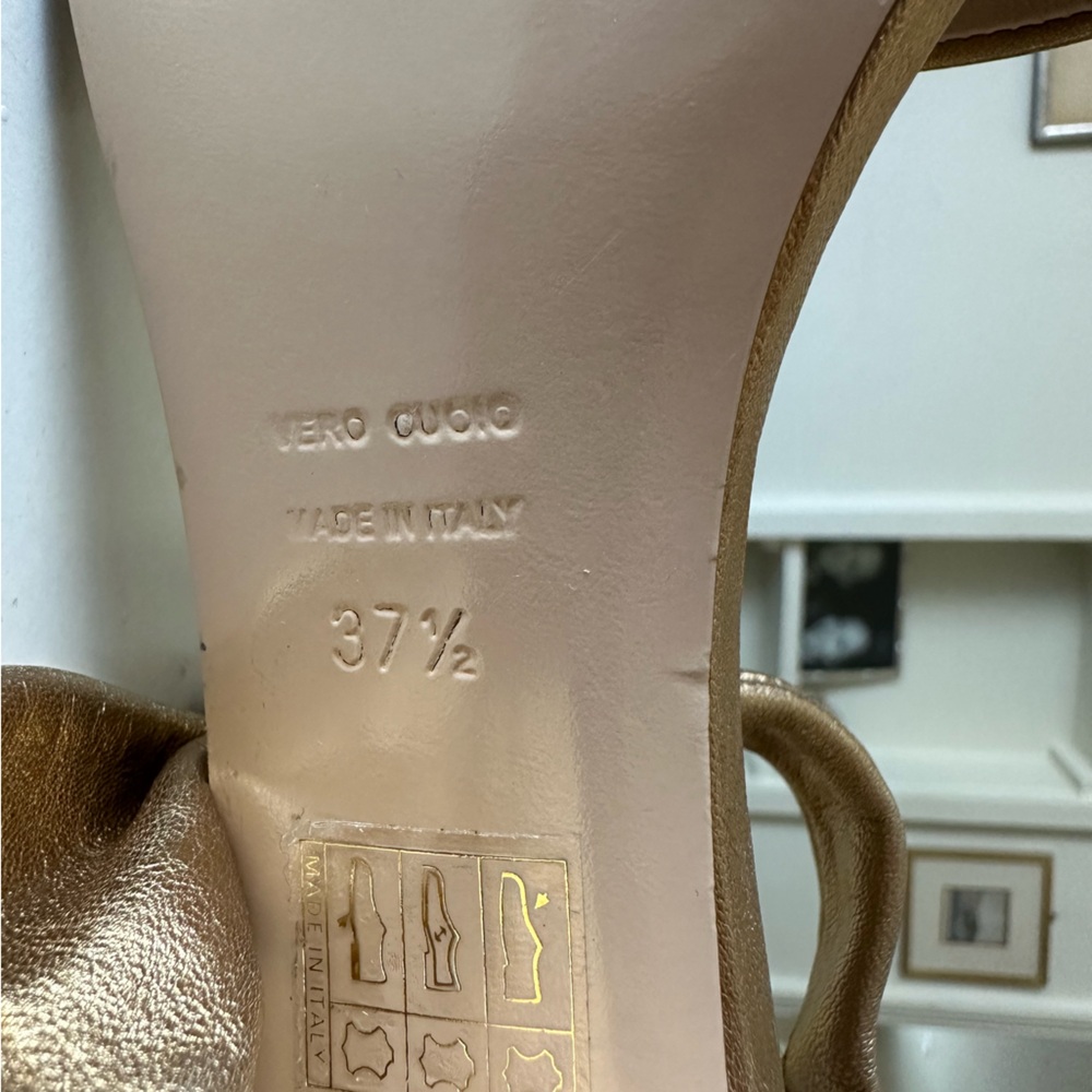 Festa Made in Italy Block Sandal Shoes Open Toes in Gold Size EU 37 1/2 - Picture 8 of 16